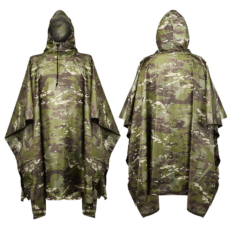 Camping Rain Poncho - معطف واق من المطر مموه تكتيكي