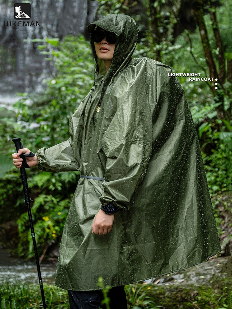 Camping Rain Poncho - معطف مطر خفيف الوزن بسحاب مصنوع