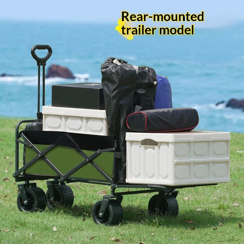 Outdoor Camping And Fishing - عربة تخزين قابلة للطي بأربع عجلات