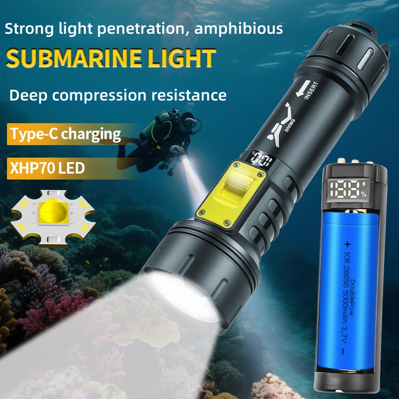 Outdoor Camping And Fishing - جديد XHP70 الغوص مصباح يدوي IPX8
