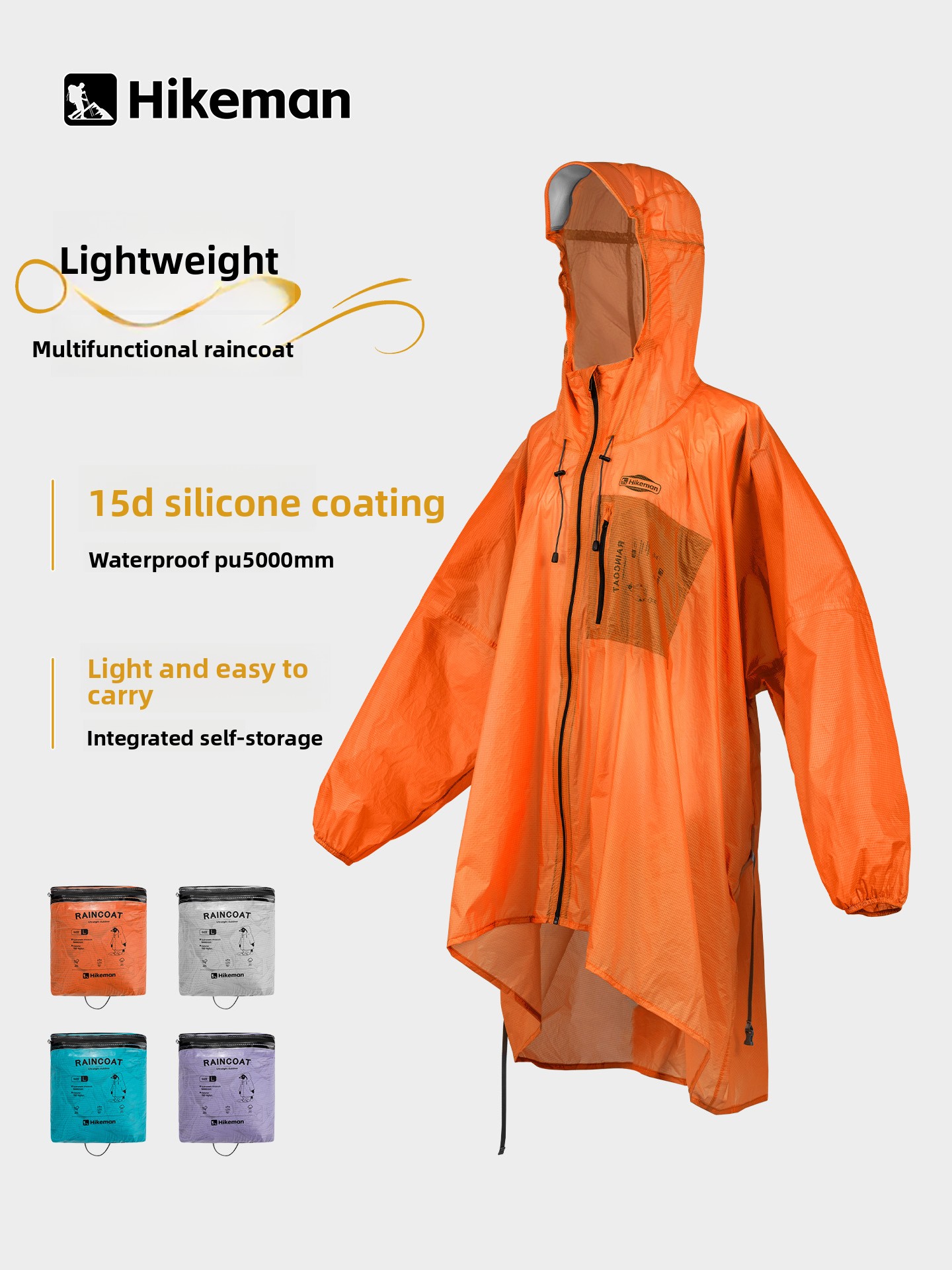 Camping Rain Poncho - بدلة مطر خفيفة الوزن من قطعة