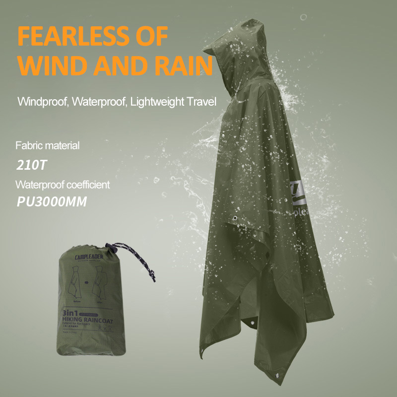 Camping Rain Poncho - 3 في 1 معطف واق من