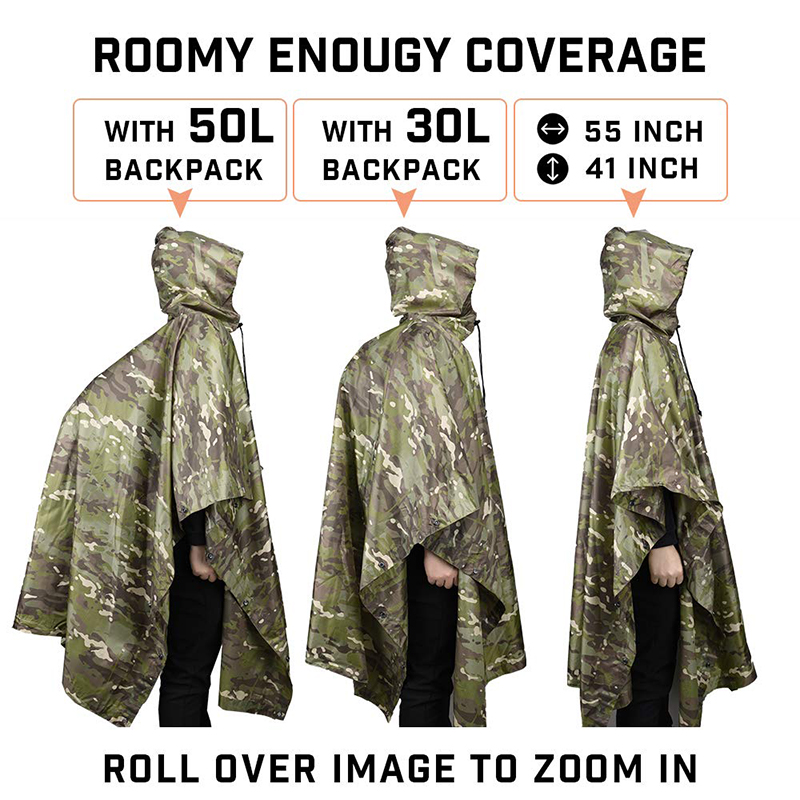 معطف واق من المطر مموه تكتيكي  - مراجعة Camping Rain Poncho وسعره