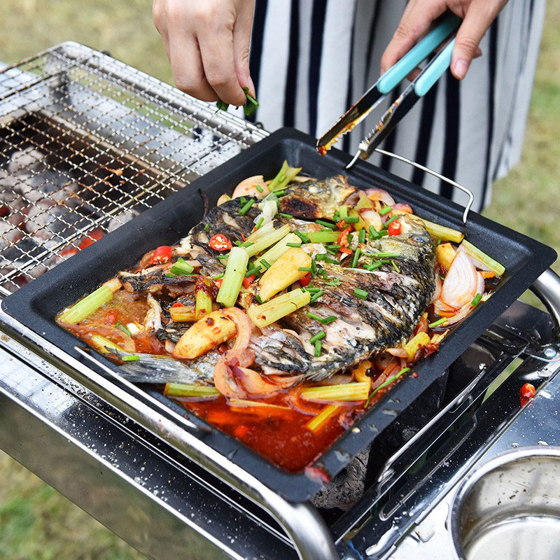 مقلاة شواء مربعة سميكة للاستخد - مراجعة Camp Cooking Set وسعره