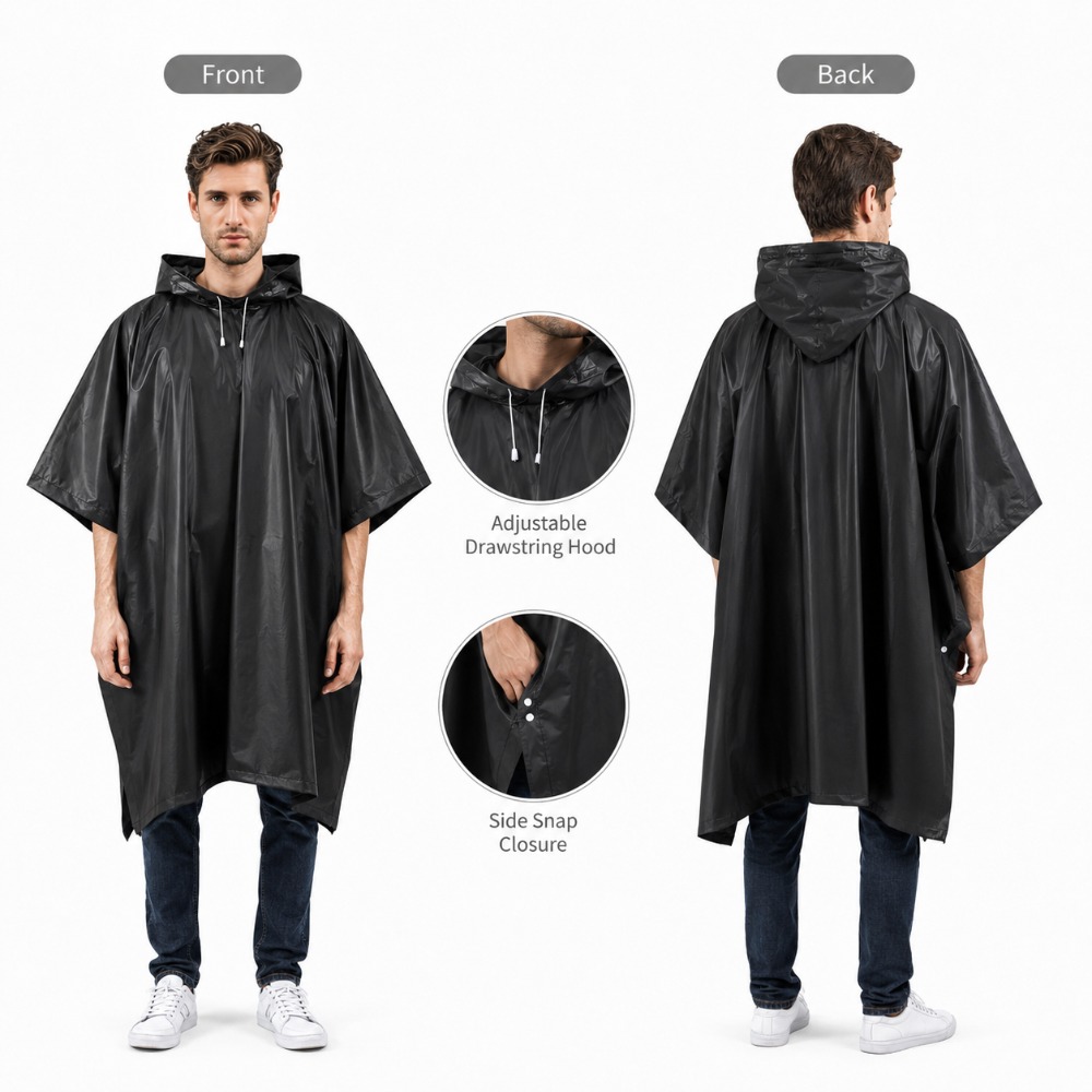 معطف مطر مقاوم للماء 3 في 1 مع - مراجعة Camping Rain Poncho وسعره