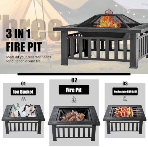 طاولة موقد نار معدنية مربعة ال - مراجعة Outdoor Camping Fireplace وسعره
